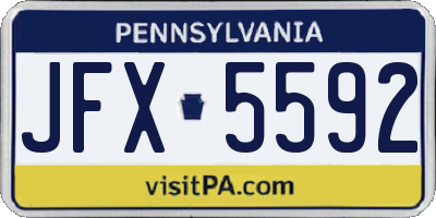 PA license plate JFX5592