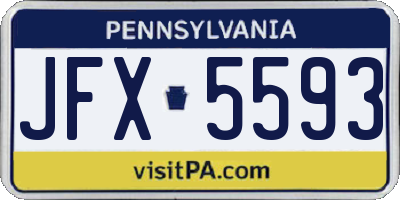 PA license plate JFX5593