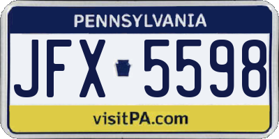 PA license plate JFX5598