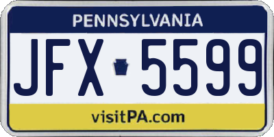 PA license plate JFX5599