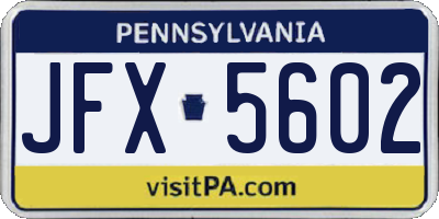 PA license plate JFX5602