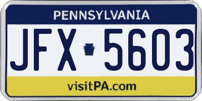 PA license plate JFX5603