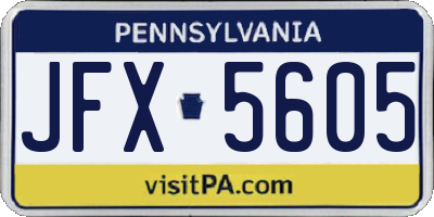 PA license plate JFX5605