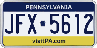 PA license plate JFX5612
