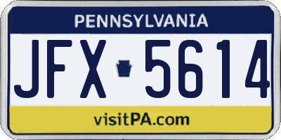 PA license plate JFX5614