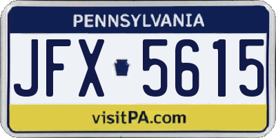 PA license plate JFX5615
