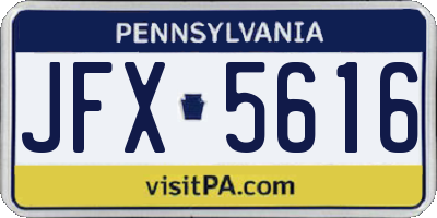 PA license plate JFX5616