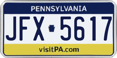 PA license plate JFX5617