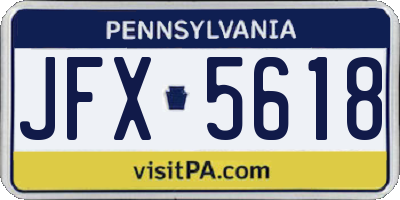 PA license plate JFX5618
