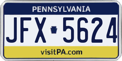 PA license plate JFX5624