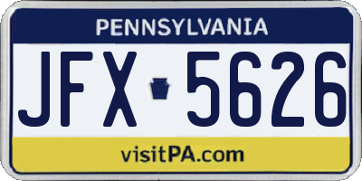 PA license plate JFX5626