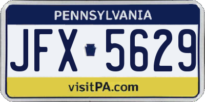 PA license plate JFX5629