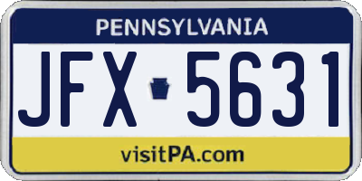 PA license plate JFX5631