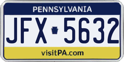 PA license plate JFX5632