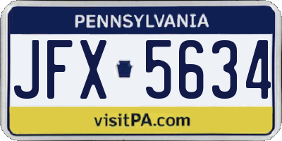 PA license plate JFX5634