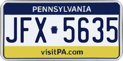 PA license plate JFX5635