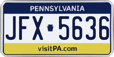 PA license plate JFX5636