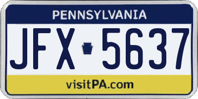 PA license plate JFX5637