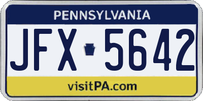 PA license plate JFX5642