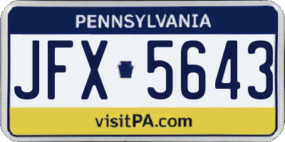 PA license plate JFX5643