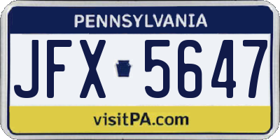 PA license plate JFX5647