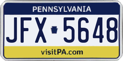PA license plate JFX5648