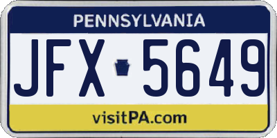 PA license plate JFX5649
