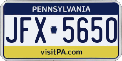 PA license plate JFX5650