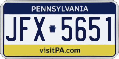 PA license plate JFX5651