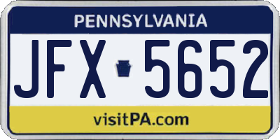 PA license plate JFX5652