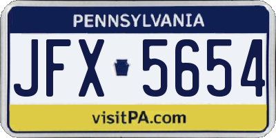PA license plate JFX5654