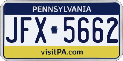 PA license plate JFX5662