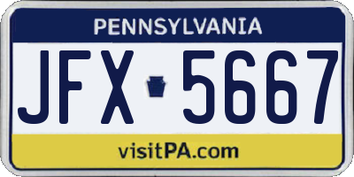 PA license plate JFX5667