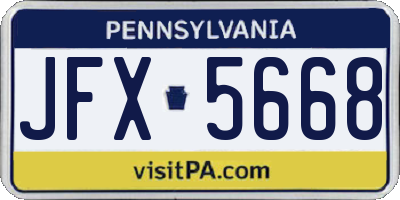 PA license plate JFX5668