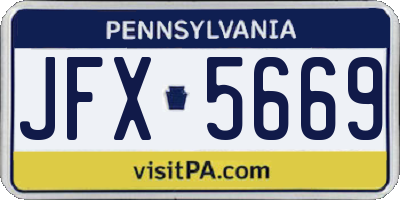 PA license plate JFX5669