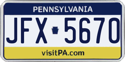 PA license plate JFX5670