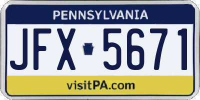 PA license plate JFX5671