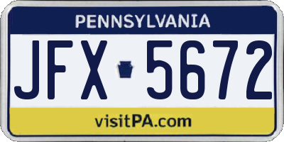 PA license plate JFX5672