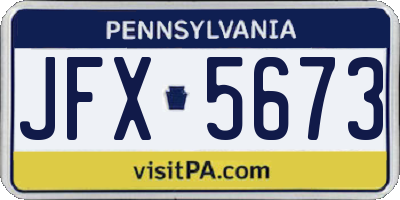 PA license plate JFX5673