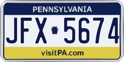PA license plate JFX5674