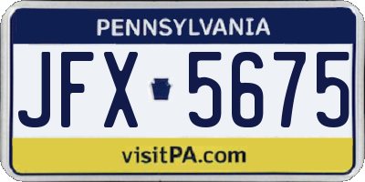 PA license plate JFX5675