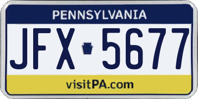 PA license plate JFX5677