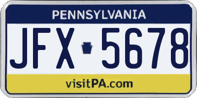 PA license plate JFX5678