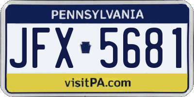 PA license plate JFX5681