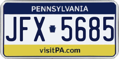 PA license plate JFX5685