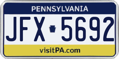 PA license plate JFX5692