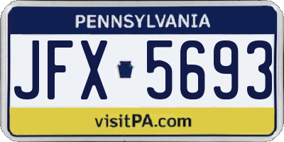 PA license plate JFX5693