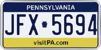 PA license plate JFX5694