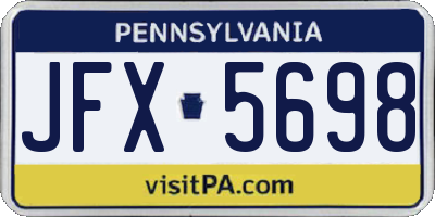PA license plate JFX5698