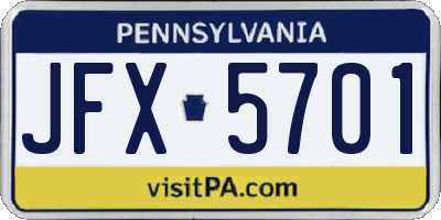 PA license plate JFX5701